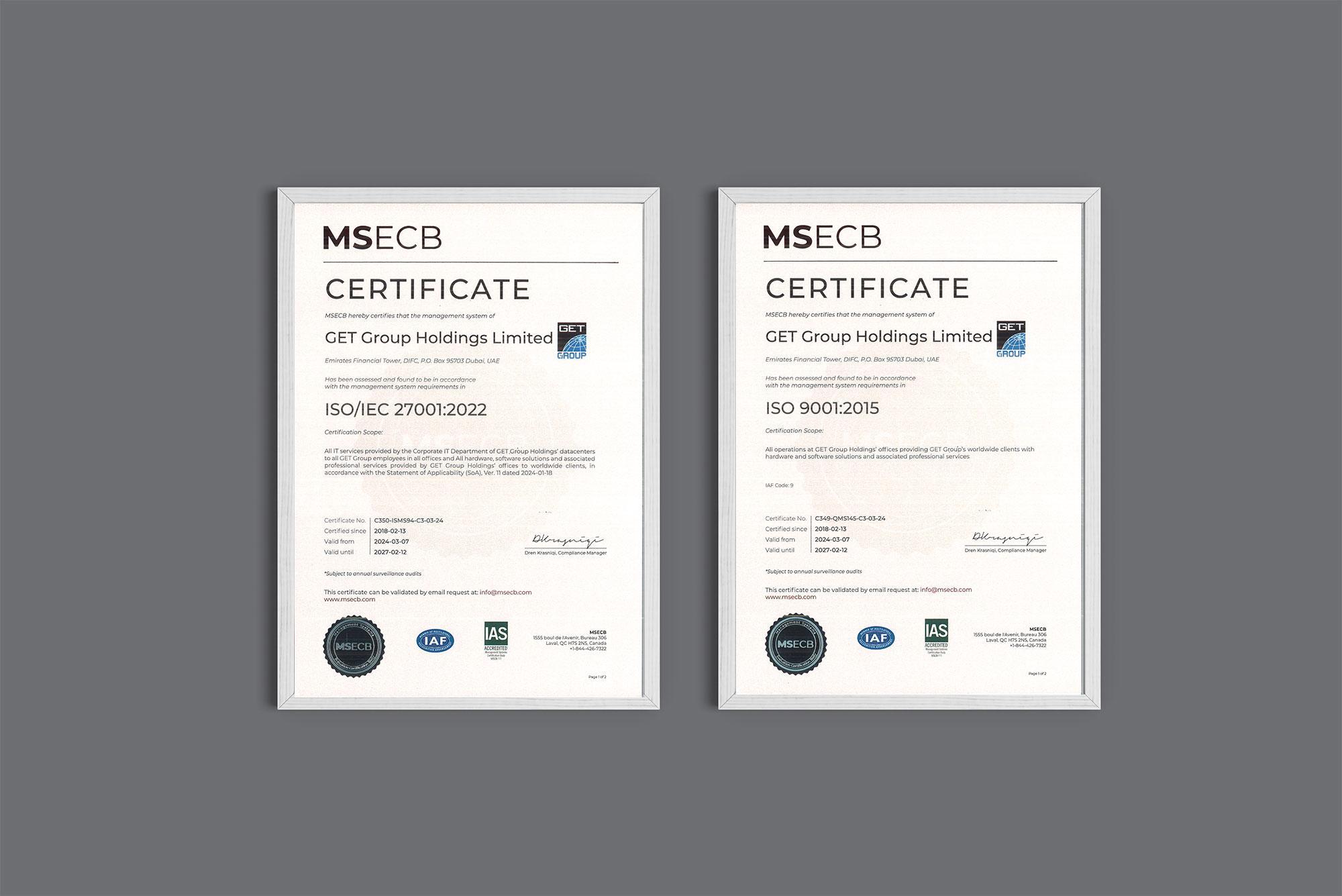 GET Group's Qatar office awarded ISO certificates